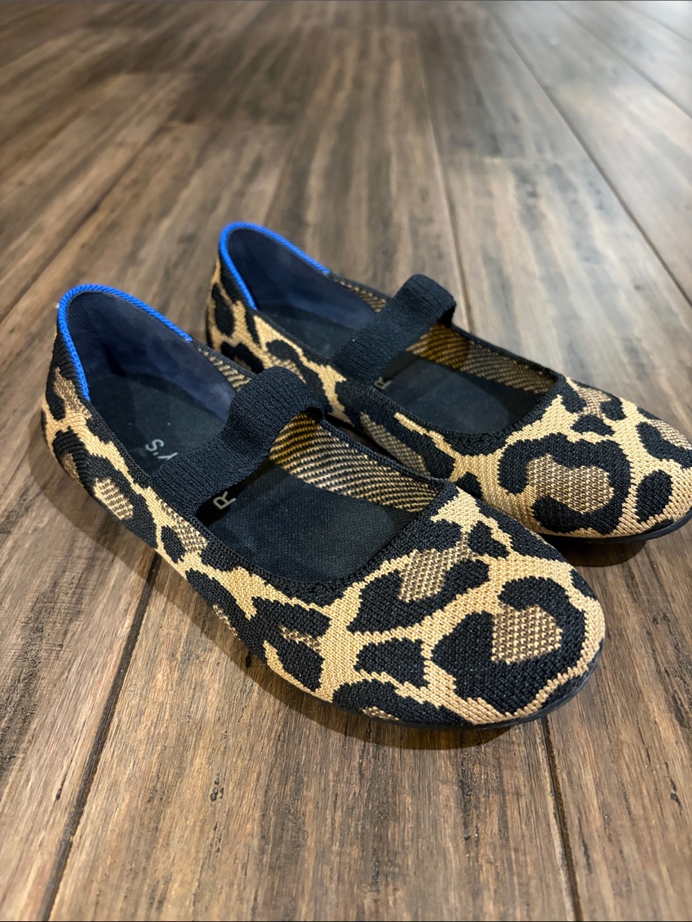 ROTHYS Kids Leopard Print Mary Jane Flats - Black & Tan
